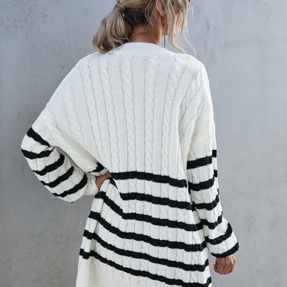 Striped knit sweater fall autumn dress - Picture 5 of 6